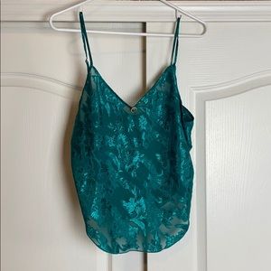 VINTAGE EMERALD GREEN SHEER LINGERIE CAMI